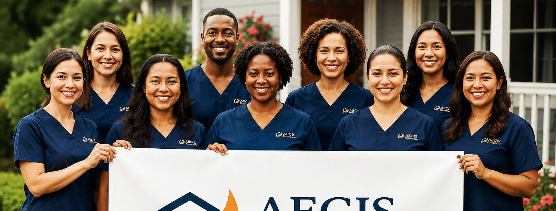 caregivers smiling together